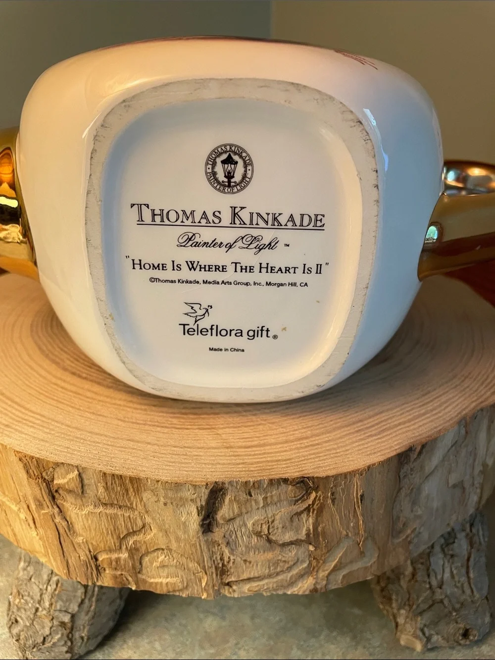 Thomas Kinkade White and Gold Ceramic Tea Pot.